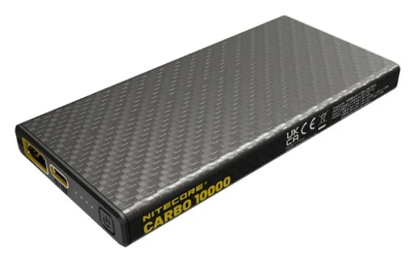 Nitecore CARBO 10000, 10000 mAh, Lithium-Ion (Li-Ion), Power Delivery, 3,85 V, 38 W, Grå