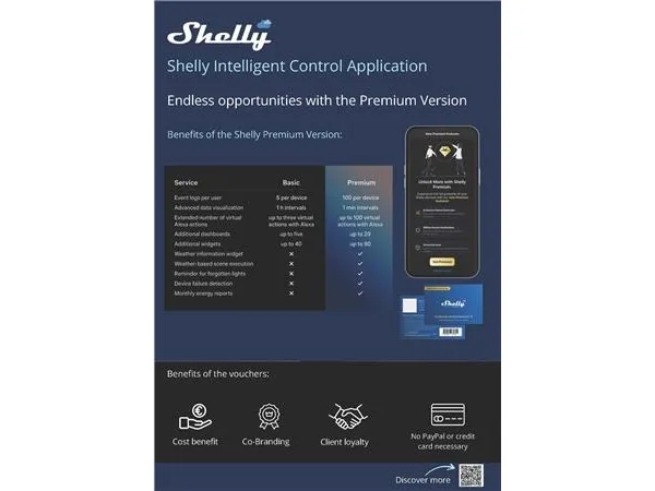 Shelly Cloud Premium 1 års voucher - Til Shelly Smart Control app