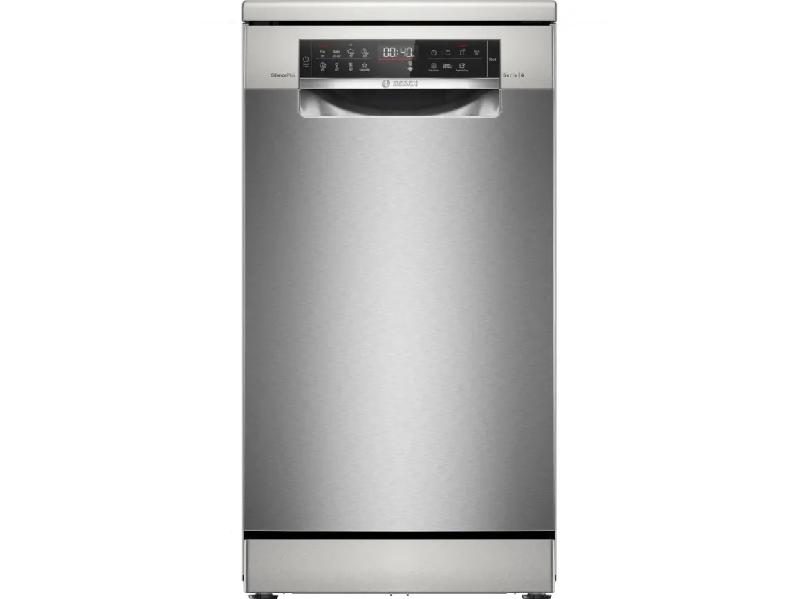 Bosch Serie 6 SPS6EMI21E, Frittstående, Slimline (45 cm), Børstet stål, Rustfritt stål, Berøringskontroll, 1,75 m
