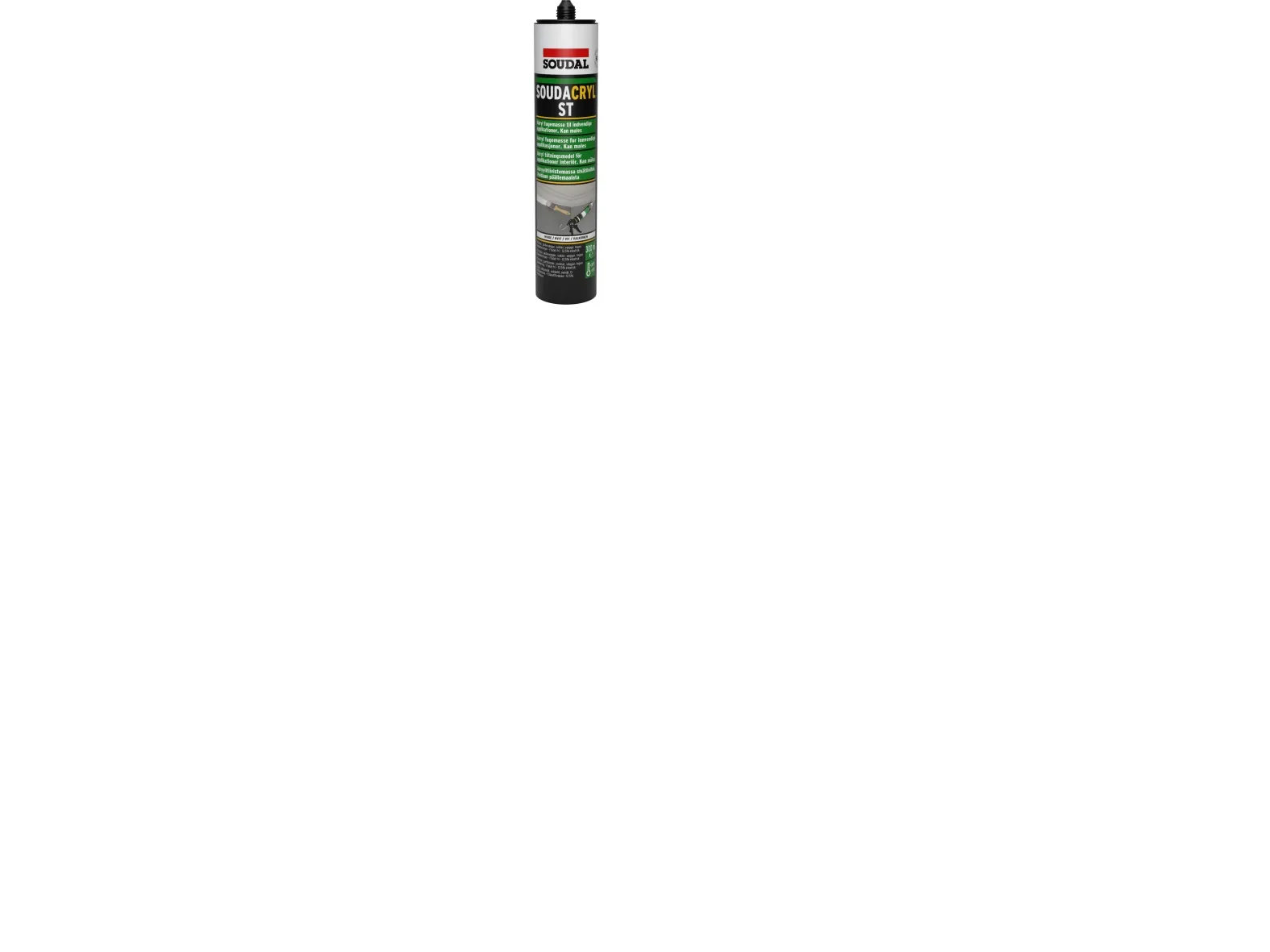 Soudacryl ST akryl fugemasse hvid 300ml patron. Malbar, til fugning af indvendige fuger på almindelige bygningsmaterialer