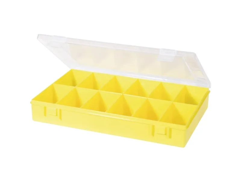 Hünersdorff sortimentskasse (L x B x H) 335 x 225 x 55 mm antall rom: 12 fast inndeling Boks innhold 1 stk