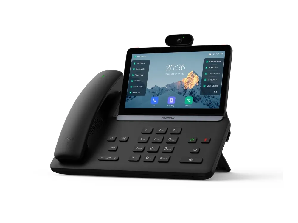 Yealink SIP-T88V Pro - VoIP-telefon - med frontdigitalkamera (5 MP) med anrops-ID/samtale venter - IEEE 802.11a/b/g/n/ac/ax (Wi-Fi) / Bluetooth 5.0 - 10-veis anropskapasitet - SIP, SIP v2, ICE