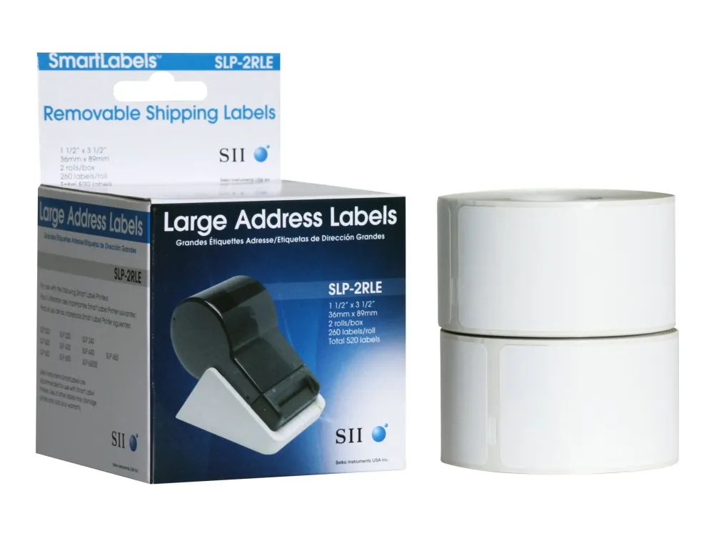 Seiko Instruments SLP-2RLE - Hvit - 36 x 89 mm 520 stk (2 rull(er) x 260 adresselapper - for Smart Label Printer 220, 620, 650SE, Pro