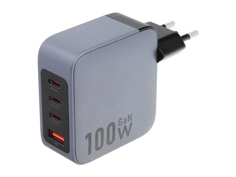 FORCELL F-ENERGY GaN VT-46 reiselader 3 x Type C + USB A PD QC4.0 5A 100W med PD grå