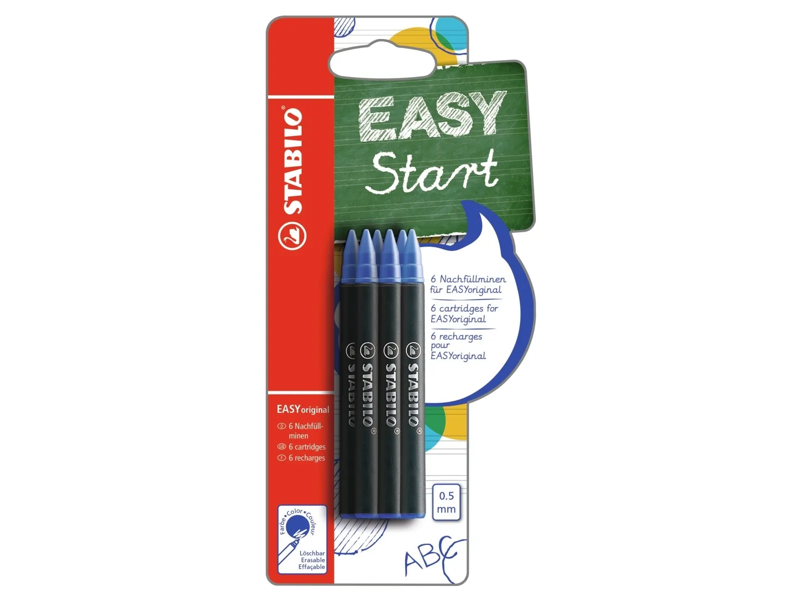 Easy Original 0,5 mm nonb STABILO refill 6 stk bls
