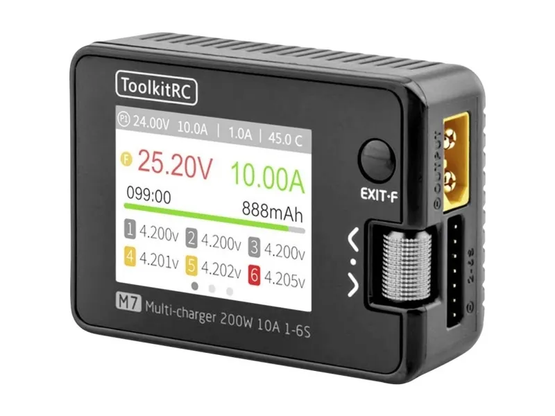 RC verktøyssett M7 modellbygger-lader 10 A LiPo, LiFePO, Li-Ion, LiHV, bly, NiCd, NiMH