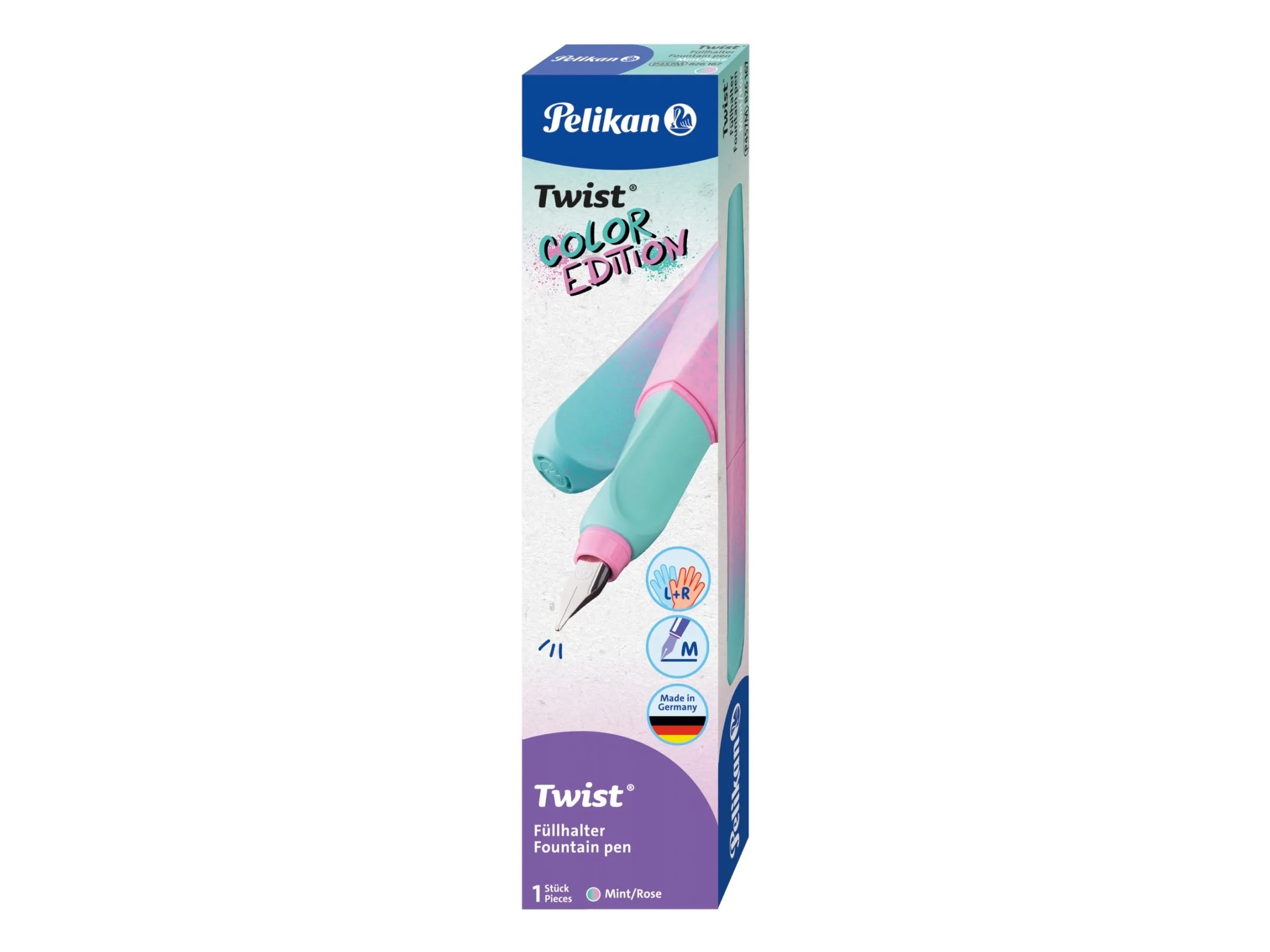 Pelikan 826167, Mynte, Rosa, Fyllesystem med patron, Blå, Rustfritt stål, Ambidekstriøs, 1 stykker