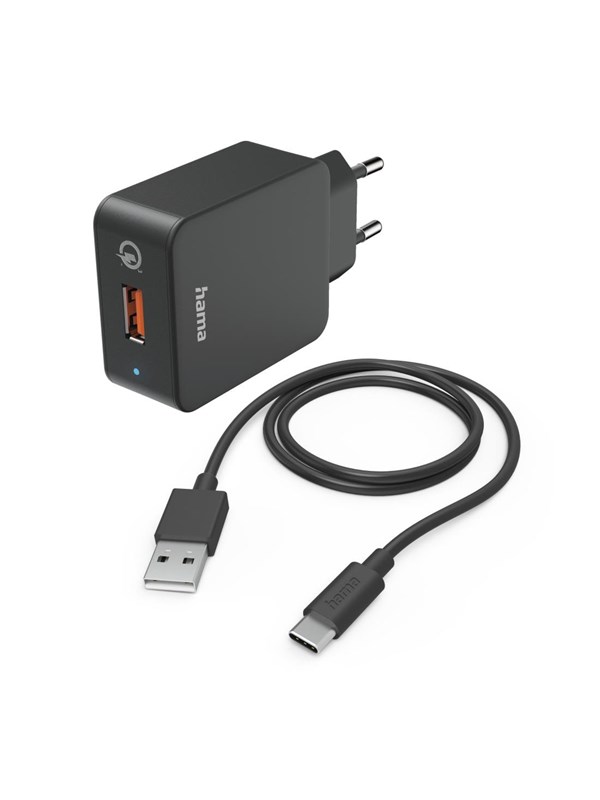 Hama Charger 220V with USB-C Cable Qualcomm 19.5W Black