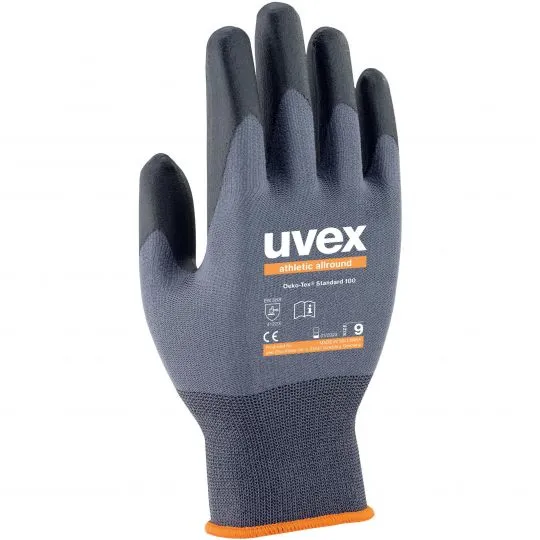 Uvex 60028, Fabrikkhansker, Antrasitt, Grå, Voksen, Voksen, Unisex, 1 stykker
