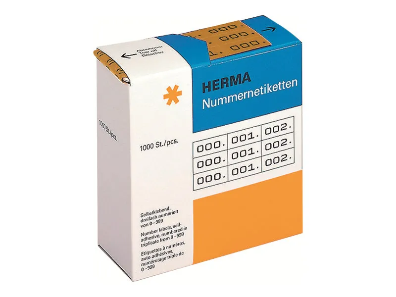 HERMA - Svart, brun - 10 x 22 mm 3000 etikett(er) (1000 ark x 3) selvklebende nummeretiketter