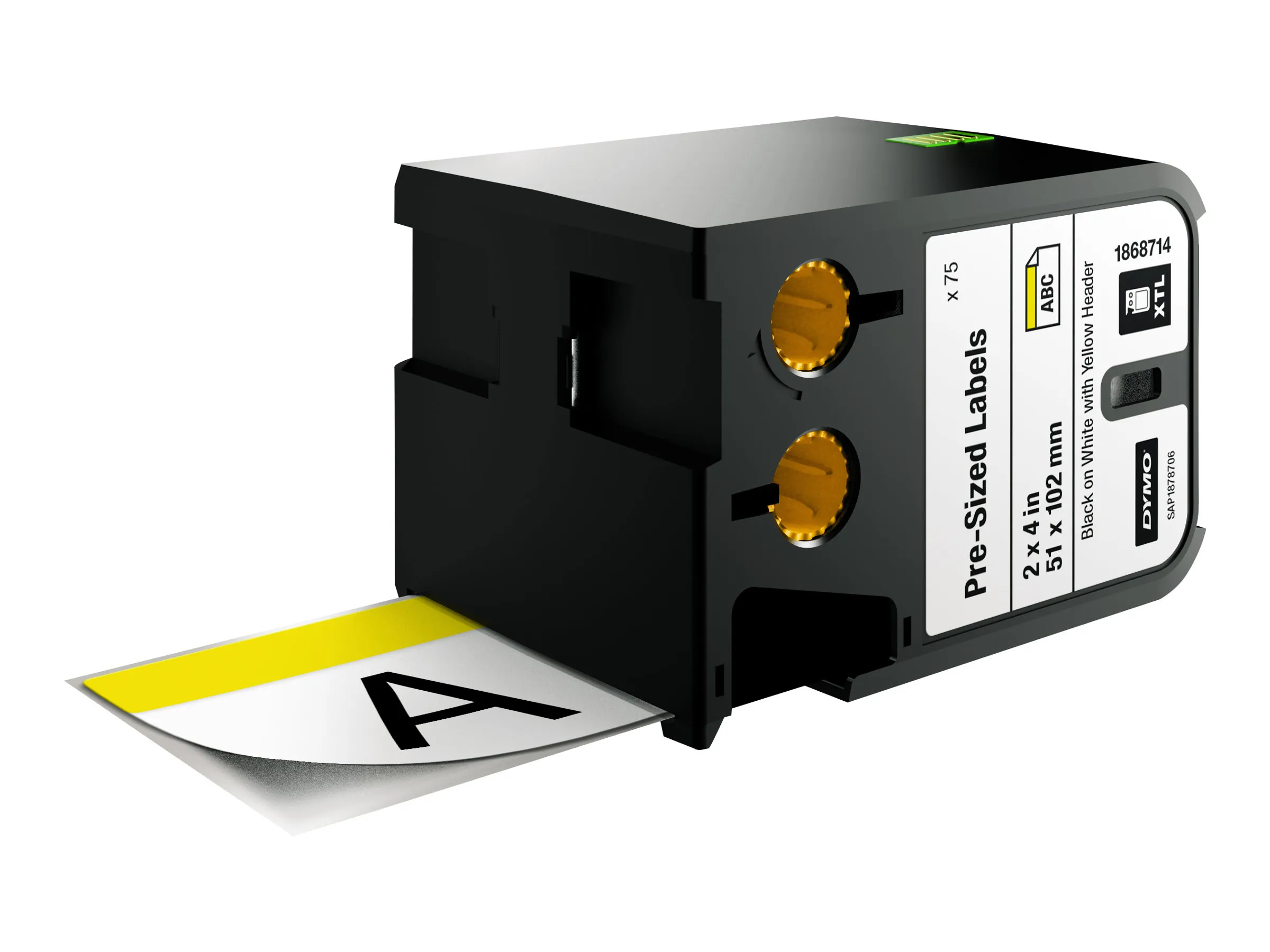 DYMO XTL Pre-Sized Safety - Vinyl - svart på gult og hvitt - 51 x 102 mm 70 etikett(er) (1 rull(er) x 70) merkelapper - for XTL 500
