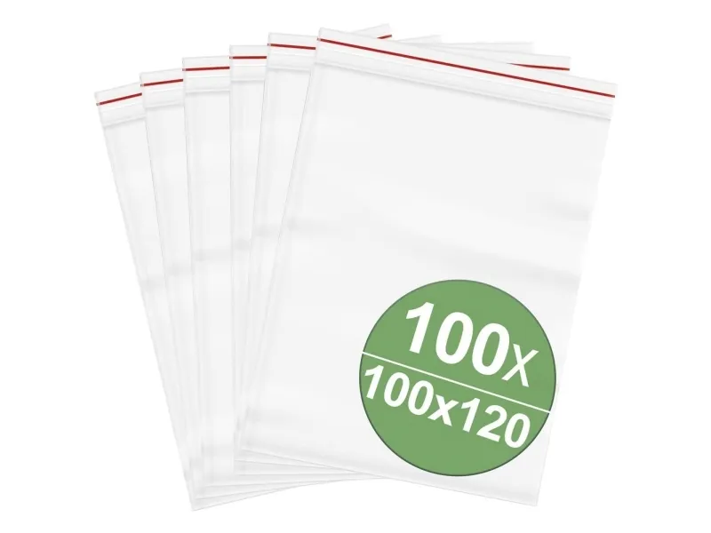 Trykklukkepose uten tekstetiketter 100 x 120 mm transparent polyetylen 100 stk