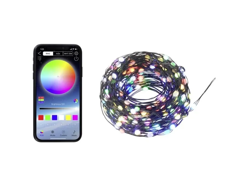 Sygonix SY-5167250 USB-lyskjede, 200 LED (RGB), 19,9 m, styres via app, timer