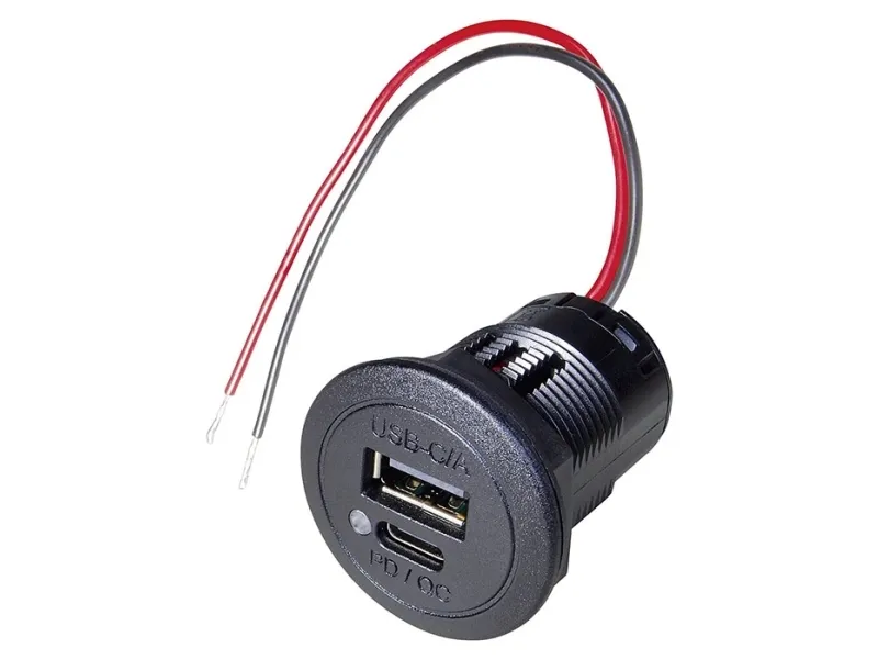 USB-C stik til indbygning med LED lys