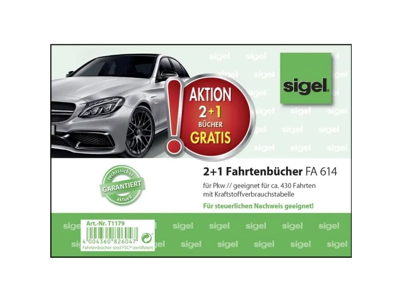 Sigel T1179 kjørelogg DIN A6 tversformat antall blader: 40 3 stk
