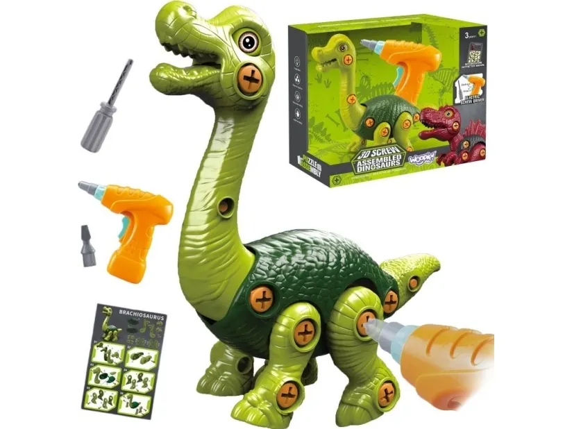 Woopie konstruksjonsett – Brachiosaurus dinosaur med boremaskin, 31 deler