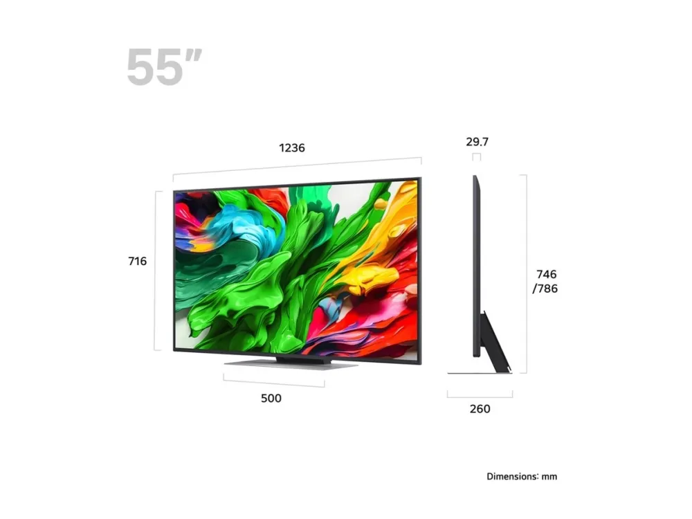 LG 55QNED87A6B - 55 Diagonalklasse QNED87 Series LED-bakgrunnsbelyst LCD TV - QNED evo AI - Smart TV - webOS - 4K UHD (2160p) 3840 x 2160 - HDR - Mini-LED