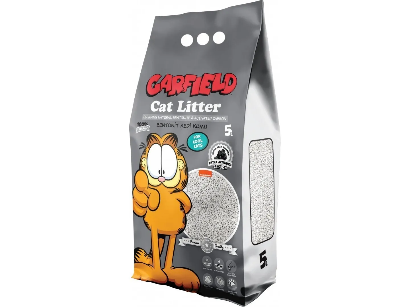 Kattesand for katt Garfield bentonitt med aktivt kull 5 L