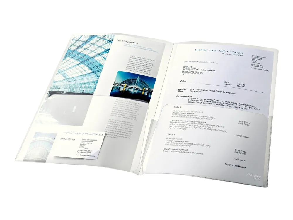 Esselte - Lommemappe - for A4 (210 x 297 mm) - kapasitet: 100 ark - assorterte farger (en pakke 5)