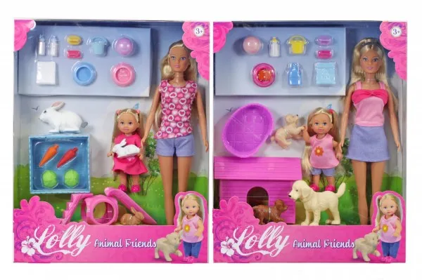 SL Steffi og Evi med kjæledyr, 2 foreldre
