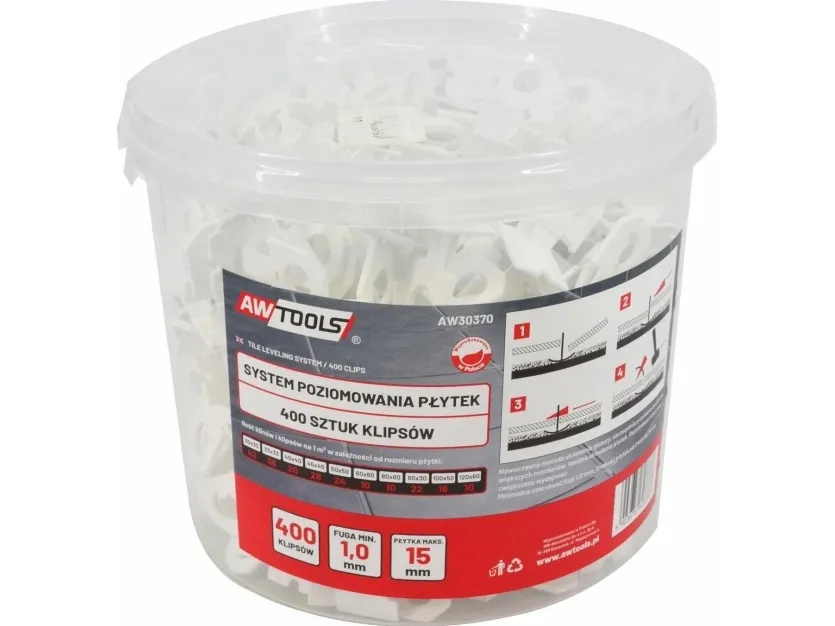 AWTOOLS nivåsystem ST 1,0 mm 400 (klips 7-15 mm)