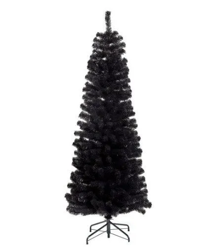 Juletræ kunstigt smalt PVC BLING kl. C 180 x 68 cm. u/lys, sort, NORDIC WINTER (780-186)