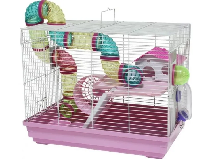 Panama Pet klatrebur for gnagere 47x30x37 cm hvit/rosa