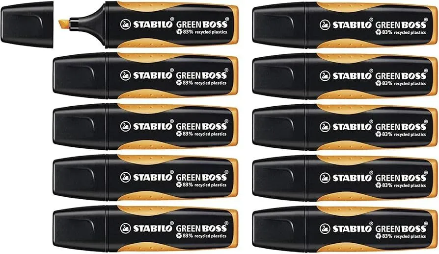 STABILO GREEN BOSS, 1 stykker, Oransje, Meisel tupp, Sort, Oransje, Plast, 2 mm