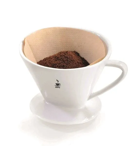 GEFU SANDRO, Kopp, Gjenbrukbart kaffefilter, Porselen, Hvit, 125 mm, 150 mm