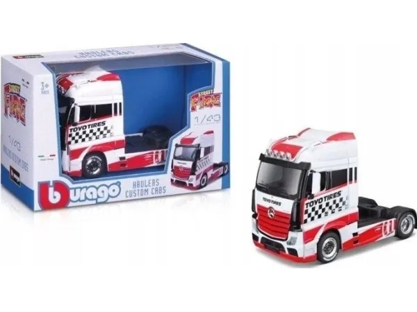 Bburago BBU 1:43 Street Fire HaulersCustom hvit/rød 32201