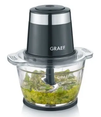 Graef CH502EU, Svart, Ost, Frukt, Kjøtt, Grønnsaker, Rustfritt stål, Glass, 1 l, 500 W