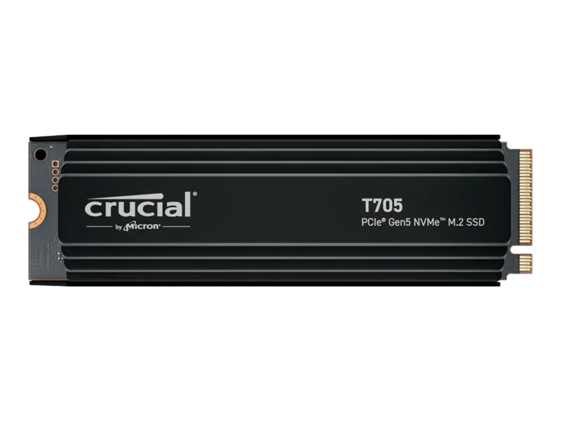 Crucial T705 - SSD - kryptert - 1 TB - intern - M.2 2280 - PCI Express 5.0 (NVMe) - TCG Opal Encryption 2.01 - integrert kjøle