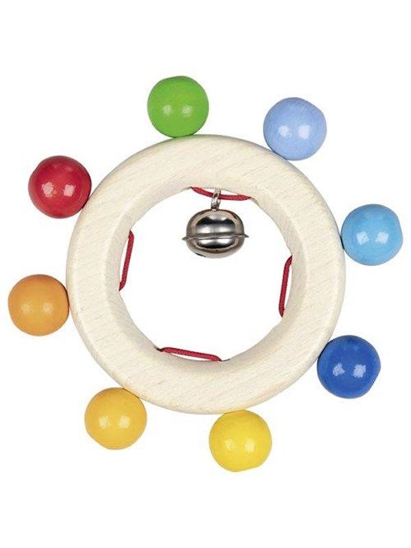 Goki Wooden Grab Ring with Rainbow Beads