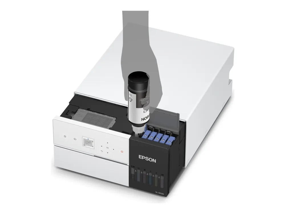 Epson SURELAB SL-D500 - Skirver - farge - piezoelektrisk blekkstråle - CISS - 100 x 150 mm - 1440 x 720 dpi - inntil 4.17 bilder/min (mono) / inntil 4.17 bilder/min (farge) - kapasitet: 100 ark - USB 2.0, LAN, Wi-Fi(n)