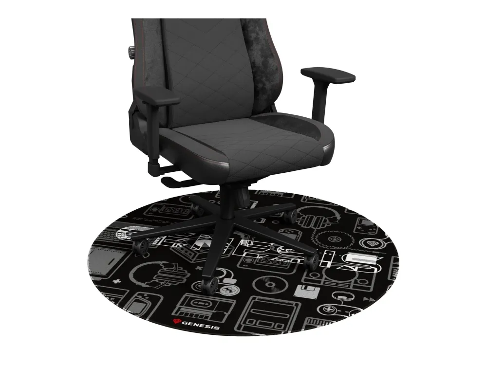 Genesis Tellur 300 Gaming Gear - Stolmatte for gaming - rund - 100 cm - svart, grå, hvit
