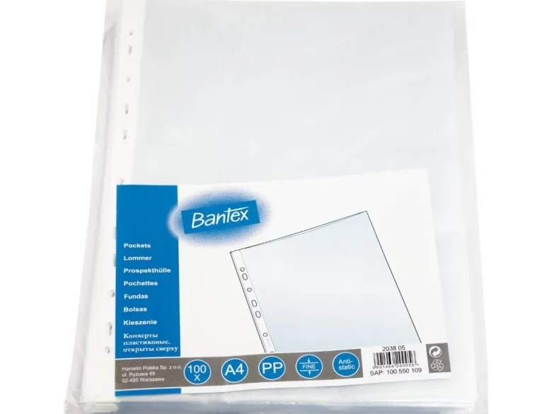 Bantex BG100 A4 PP48 plastlommer 100 stk. HAMELIN