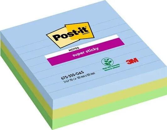 3M 7100259320, firkant, Blå, Grønn, Papir, 101 mm, 101 mm, 90 ark