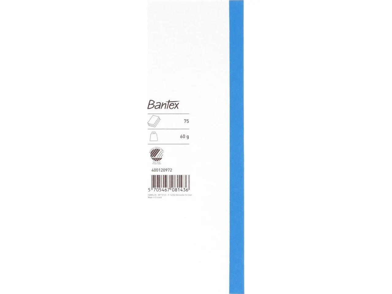 Telefonblok, Bantex, 3-delt, 75 ark, 60 g/m2, mikroperforeret, hvid