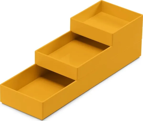 Moxom sett med modulkasser Modular Tray 250x80x55 mm, 3 stk., gul