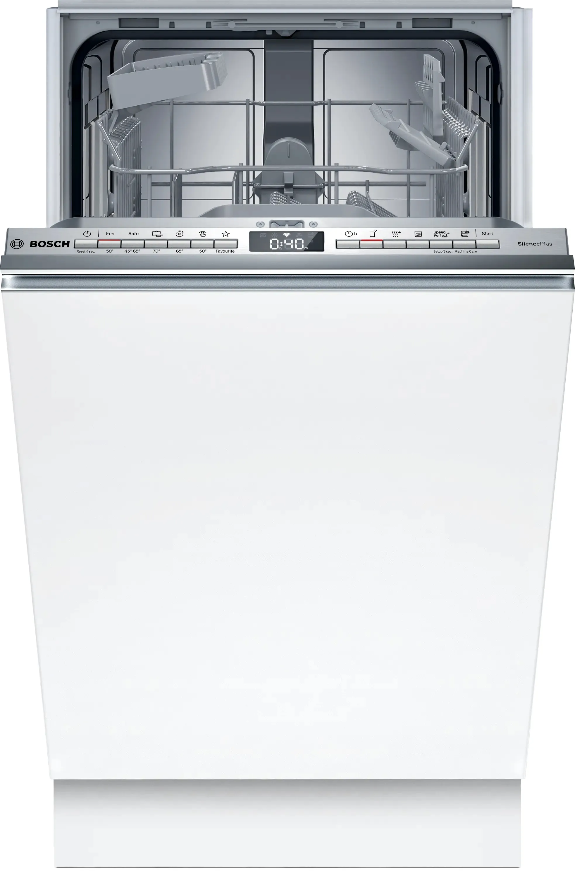 Bosch Serie 4 SPV4HKX10E, Fullstendig innebygget, Slimline (45 cm), Rustfritt stål, Knapper, 1,75 m, 1,65 m