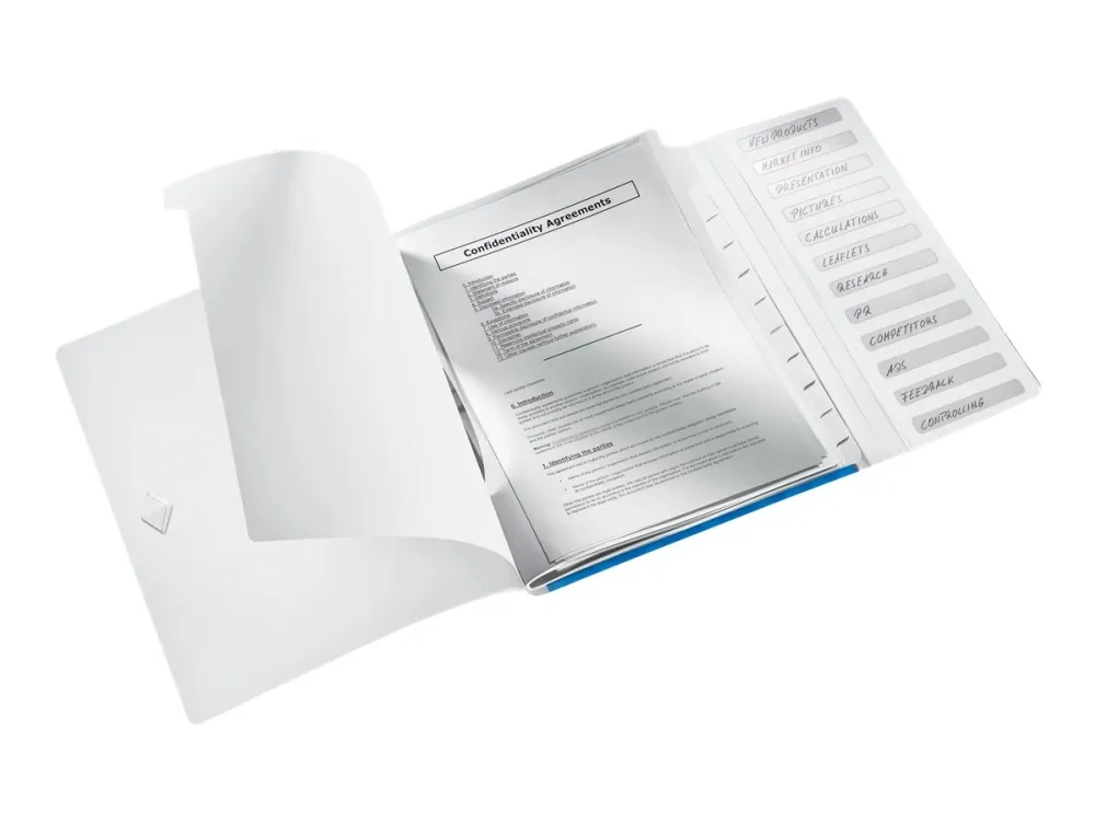 Leitz WOW - Klassifikasjonsmappe - 12 rom - 12 deler - for A4 (210 x 297 mm) - kapasitet: 200 ark - med fliker - metallic blå