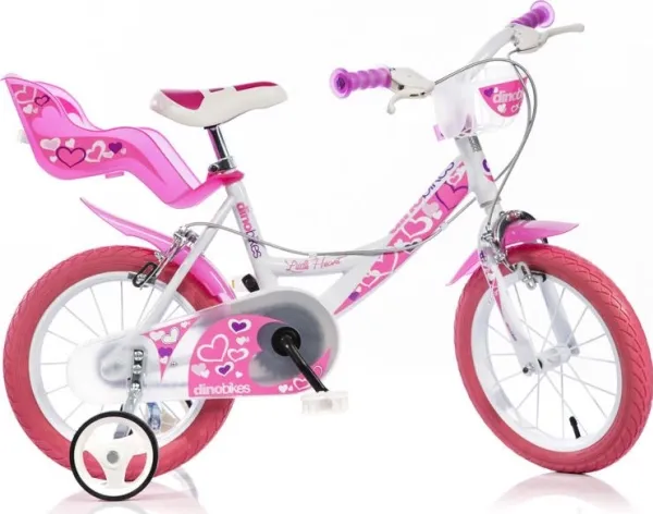 Dino bikes barne sykkel 16 hvit-rosa