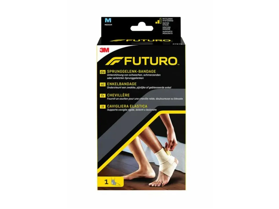 3M FUTURO 47875, Ankel, Støttebandasje, M, Nylon, Polyester, Gummi, Spandex, Beige, Sport