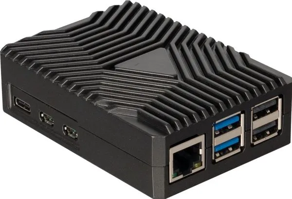 Raspberry Pi RB-ALUCASEP5-09, etui, Raspberry Pi 5, Raspberry Pi, svart, støpt aluminium, 91 mm