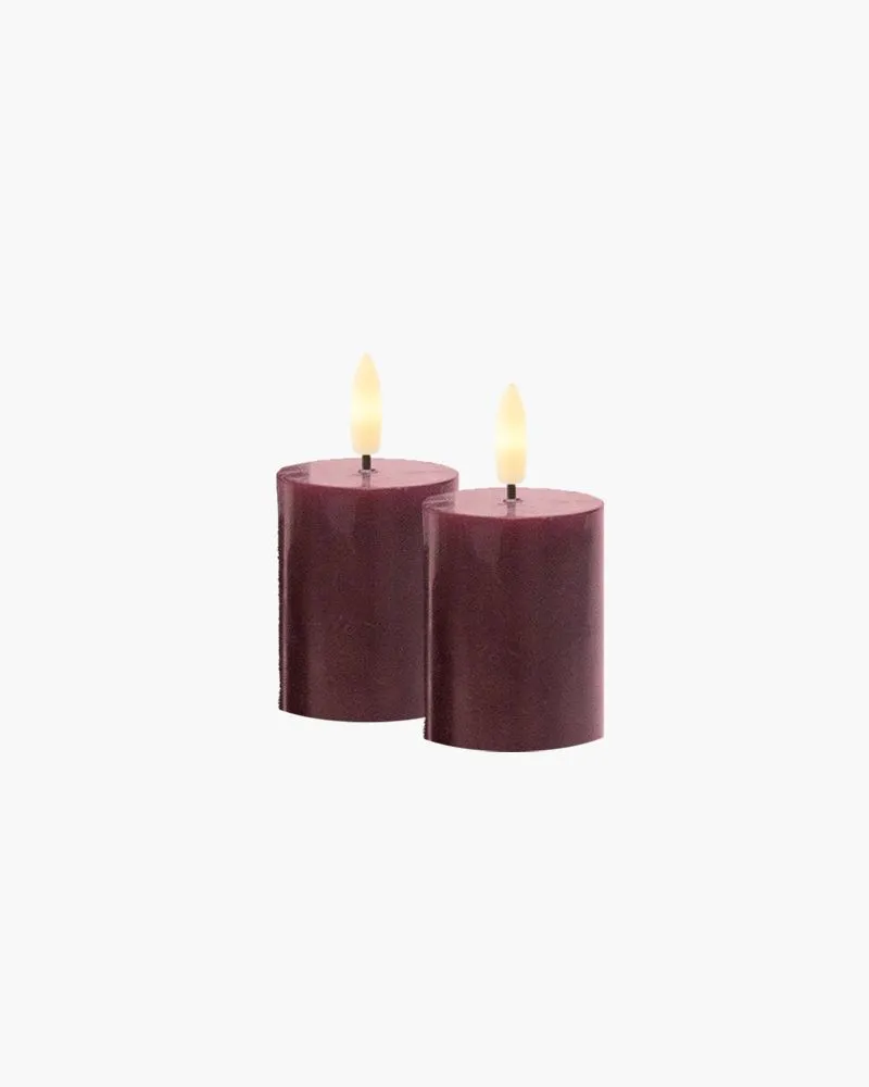 Sirius Sille oppladbart blokklys mini bordeaux - Ø 5 cm - H 6,5 cm - 2 stk