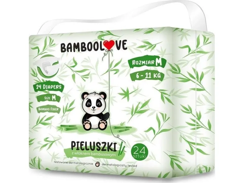 BAMBOOLOVE engangs babydbleier i bambusfiber str. M 24 stk