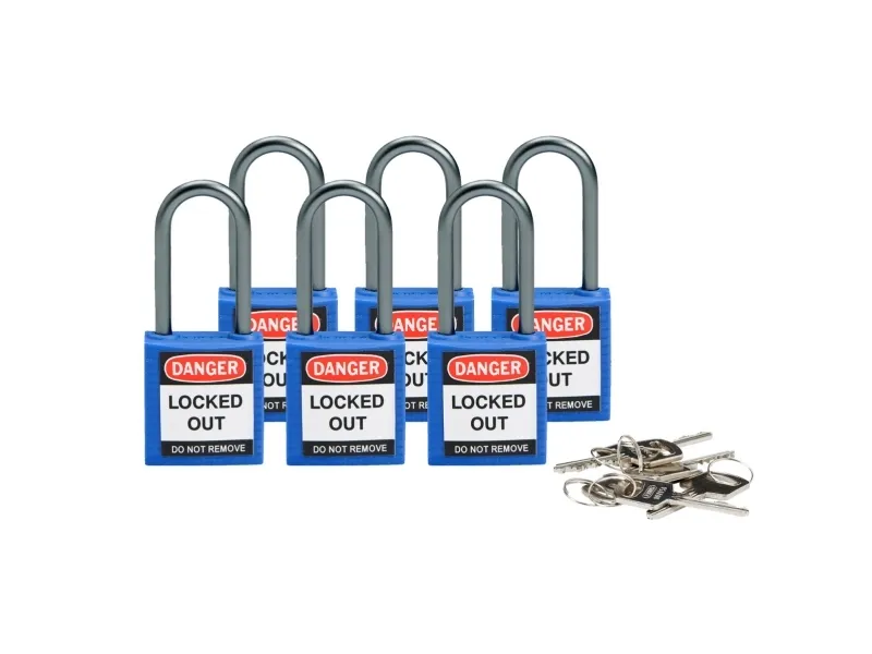 Brady 814124, Tradisjonell, Kominasjon og nøkkellås, Bruk flere nøkler, Blå, Aluminium, U-formet
