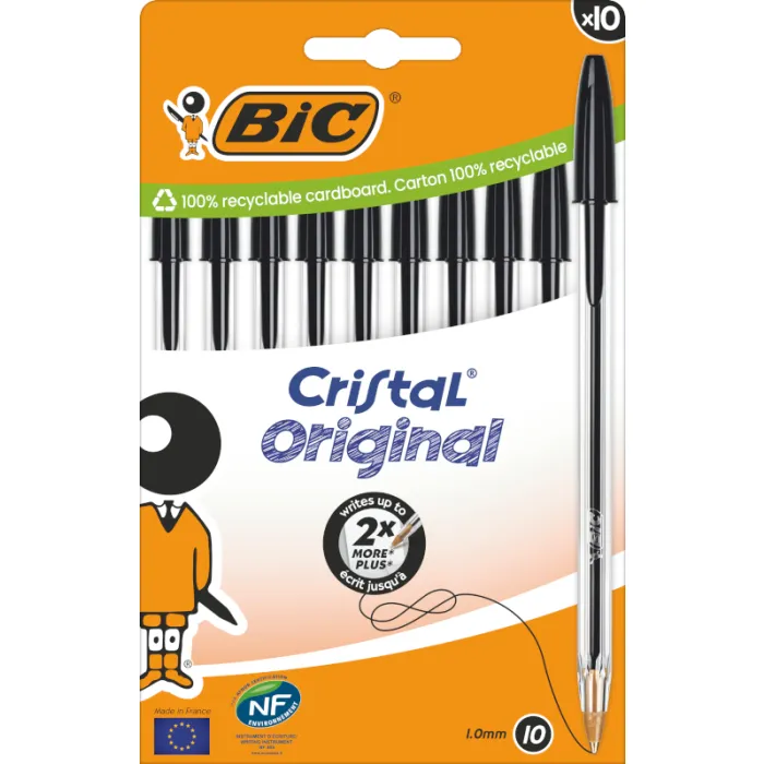 BIC 516353, Tynn spiss, Sort, 10 stykker, Medium