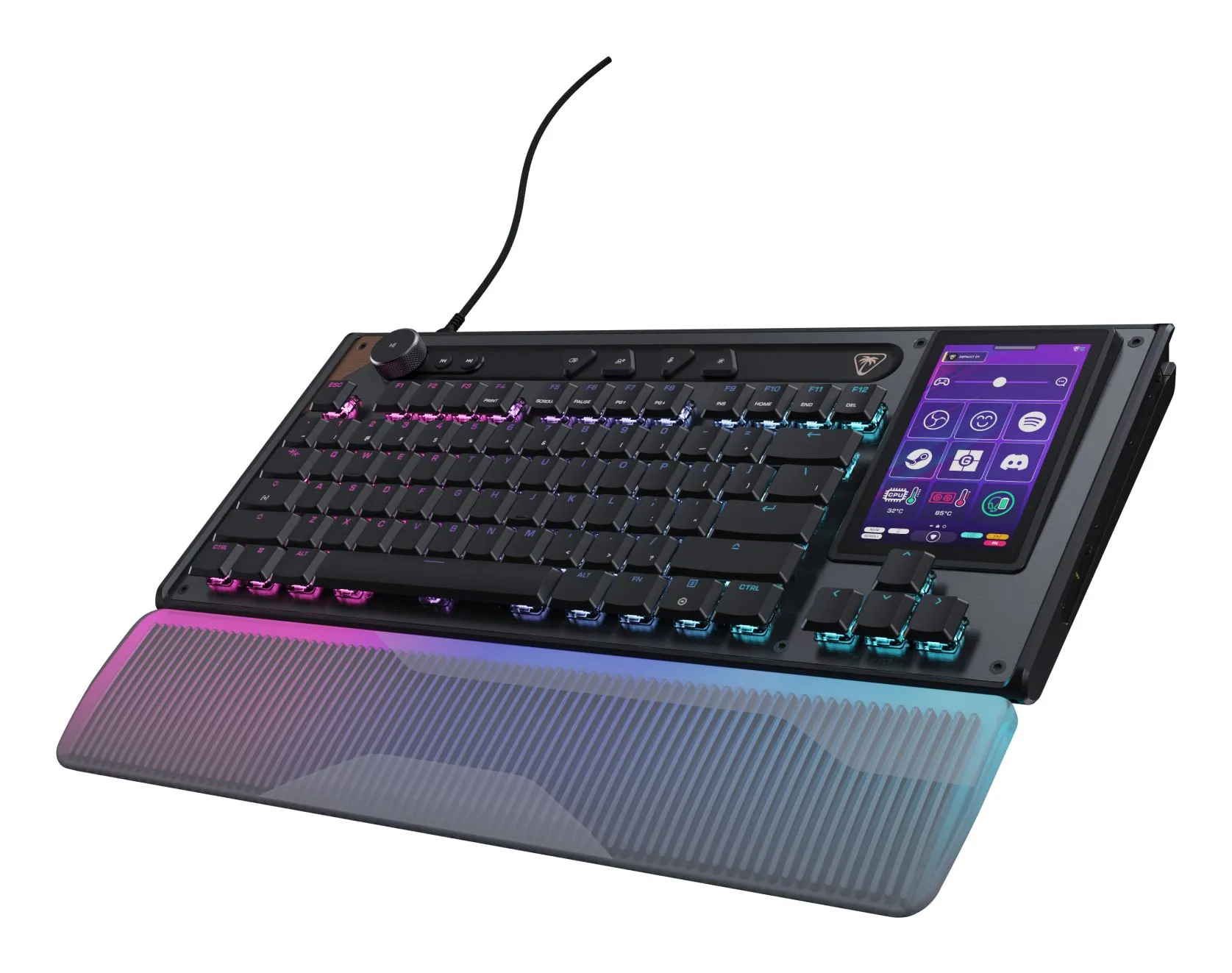 Turtle Beach Command Series KB7, Koblet med ledninger (ikke trådløs), USB, Magnetisk nøkkelbryter, QWERTZ, RGB LED, Svart, Grå