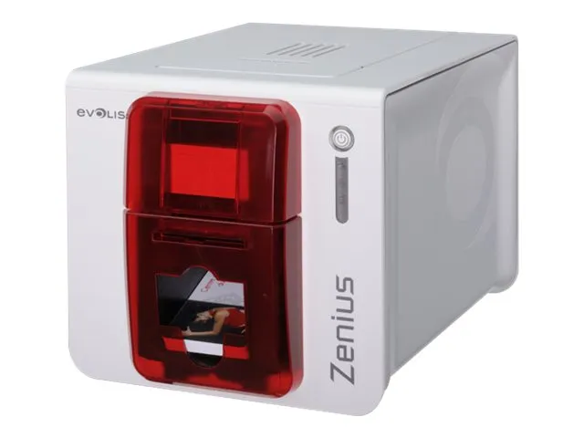 Evolis Zenius Expert Line - Plastkortskriver - farge - fargesublimering/termooverføring - CR-80 Card (85.6 x 54 mm) - 300 dpi - inntil 500 kort/time (mono) / inntil 150 kort/time (farge) - kapasitet: 50 kort - USB, LAN - brannrød